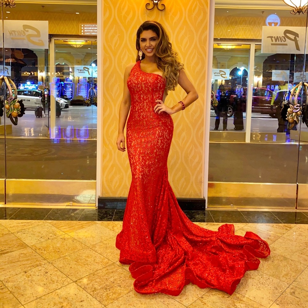 Red evening gown